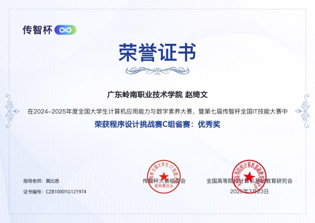 C:\Users\Administrator\Desktop\传智杯素材\省赛奖状\法式设计省赛赵绮文优良奖.jpg
