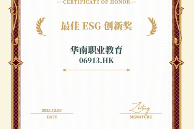 华南职业教育（6913.HK）蝉联“最佳ESG创新奖”，以教育赋能诠释ESG深层价值